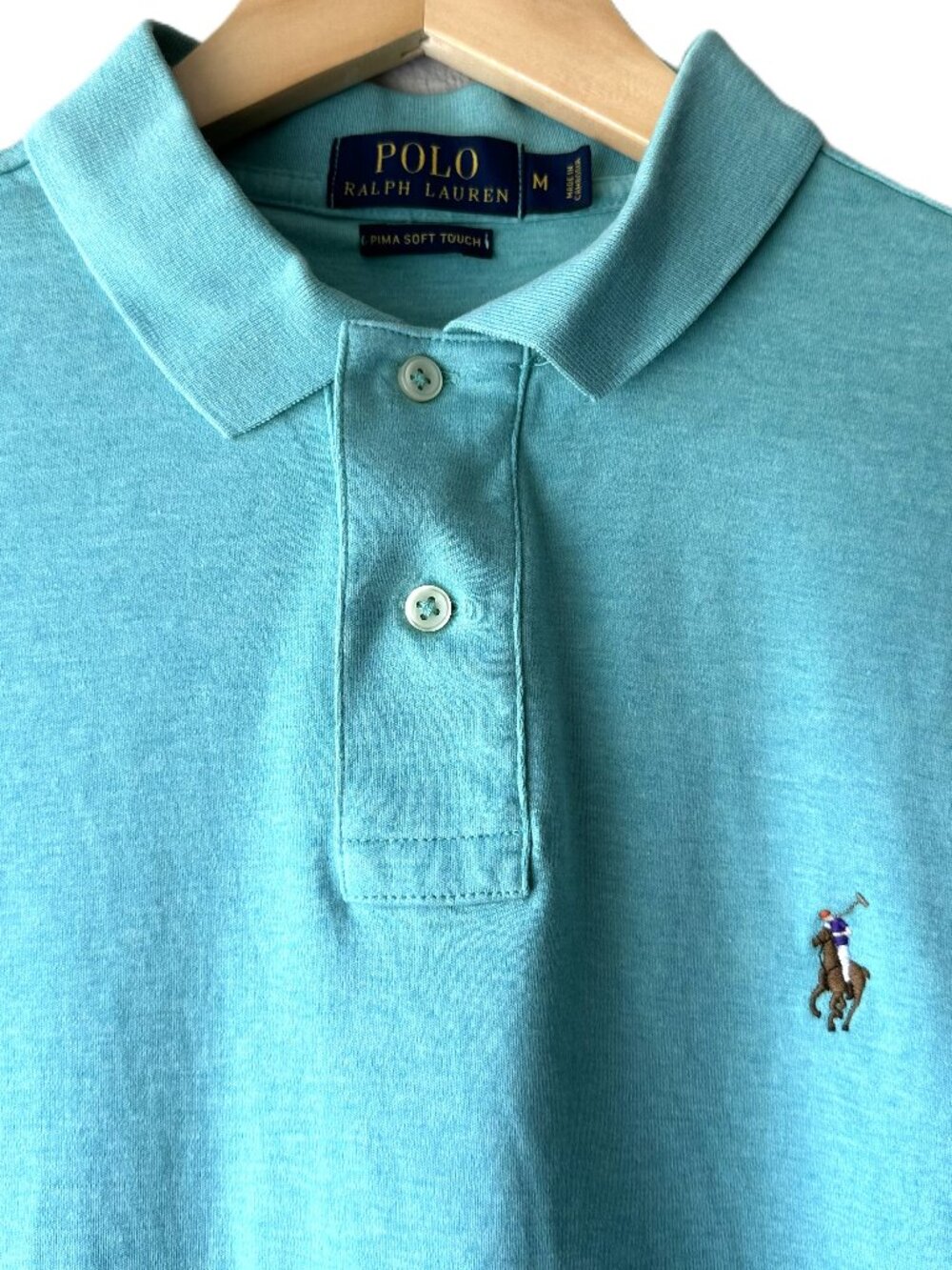 Polo Ralph Lauren Pima Soft Touch Polo Shirt Mens M Aqua Custom Slim Fit